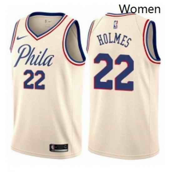 Womens Nike Philadelphia 76ers 22 Richaun Holmes Swingman Cream NBA Jersey City Edition